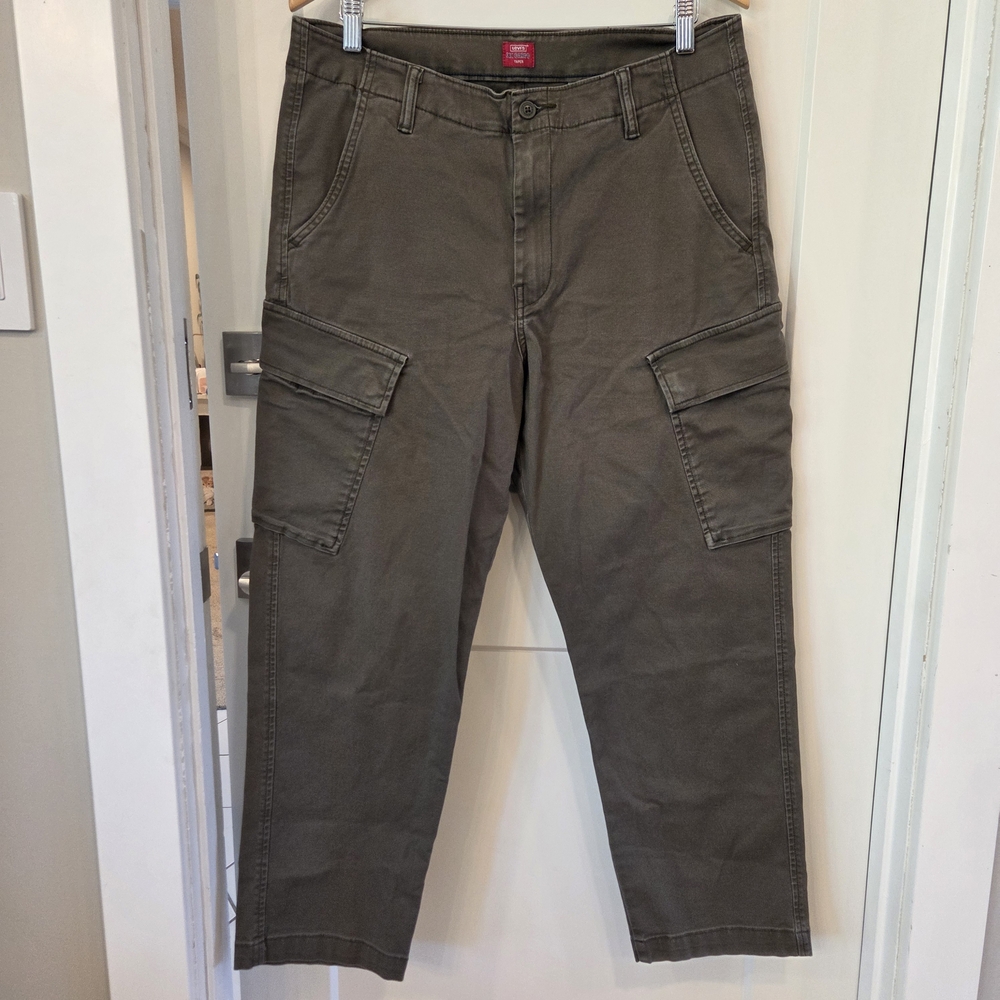 Mens Levi's XX Cargo Tapered Pants Olive Green Utility Workwear Military 34/30
